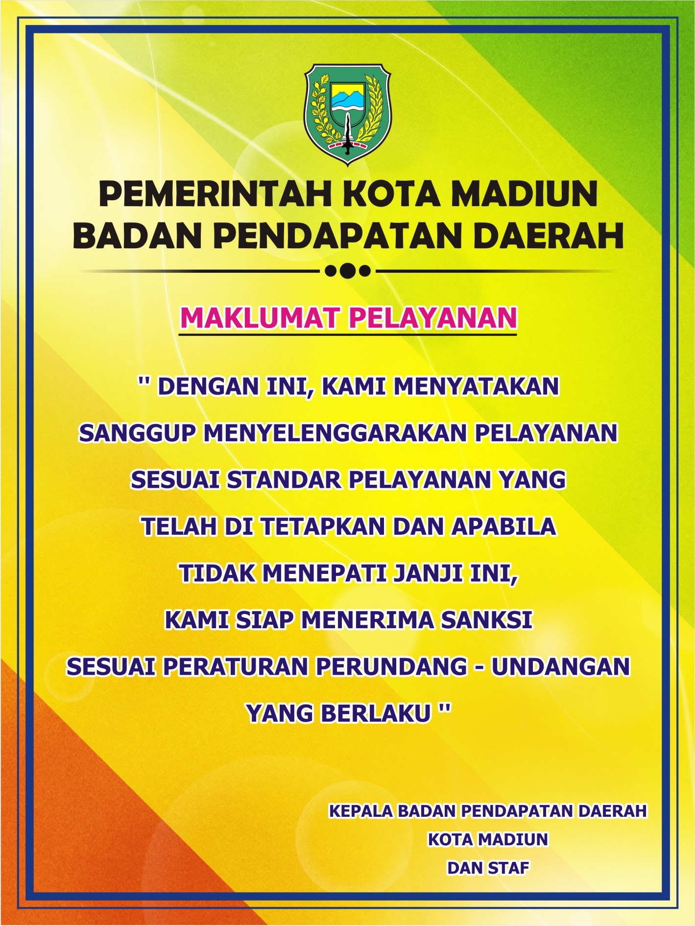 Maklumat Pelayanan Badan Pendapatan Daeah Kota Madiun