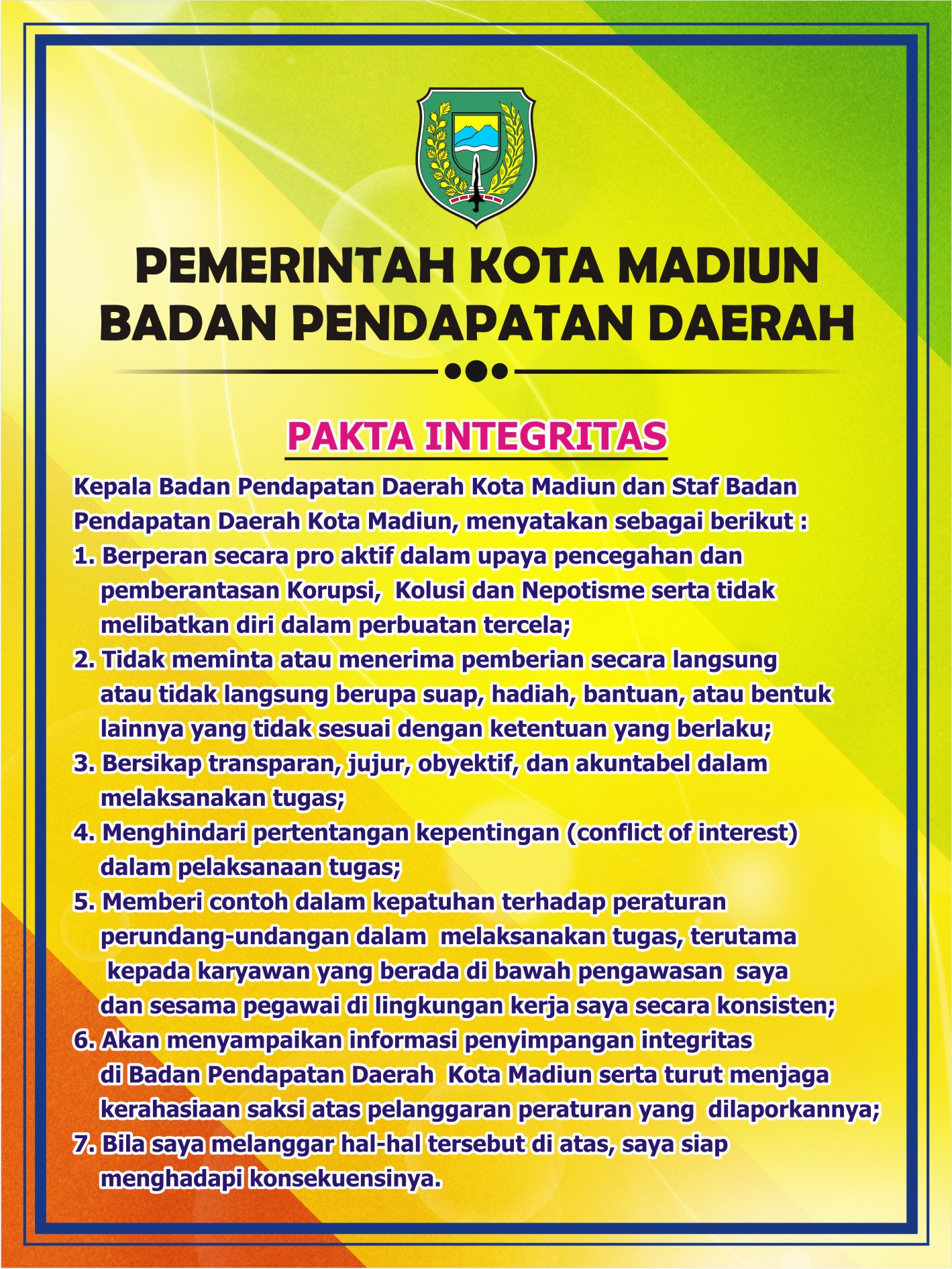 Pakta Integritas Badan Pendapatan Daerah Kota Madiun