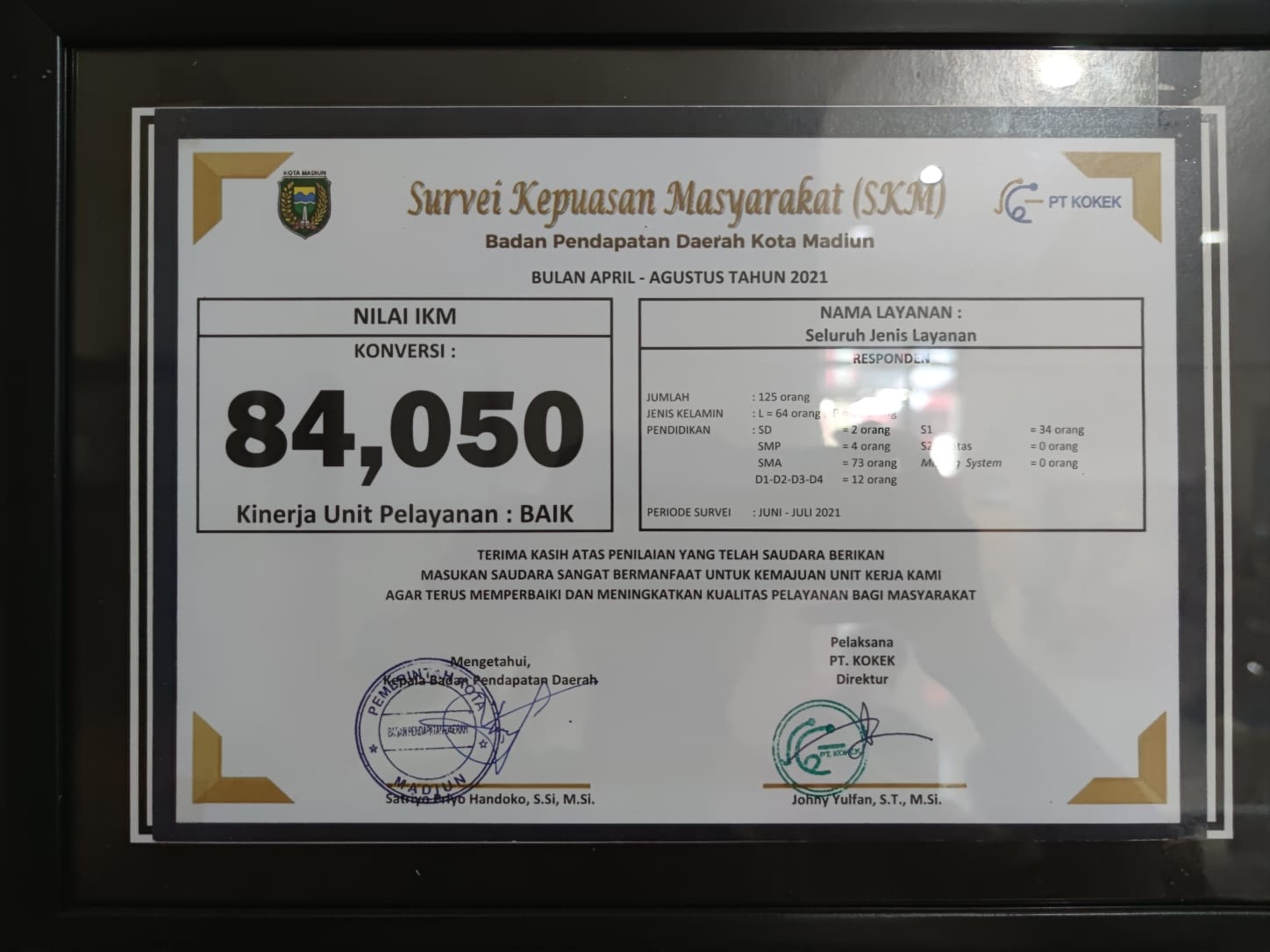 SURVEI KEPUASAN MASYARAKAT (SKM) TAHUN 2021