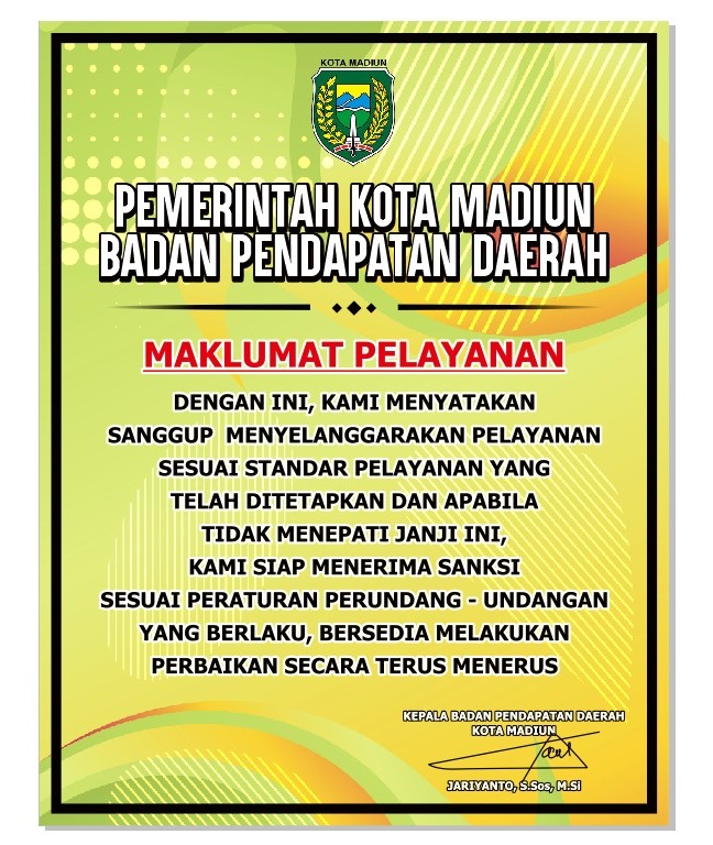 Maklumat Pelayanan Bapenda Kota Madiun