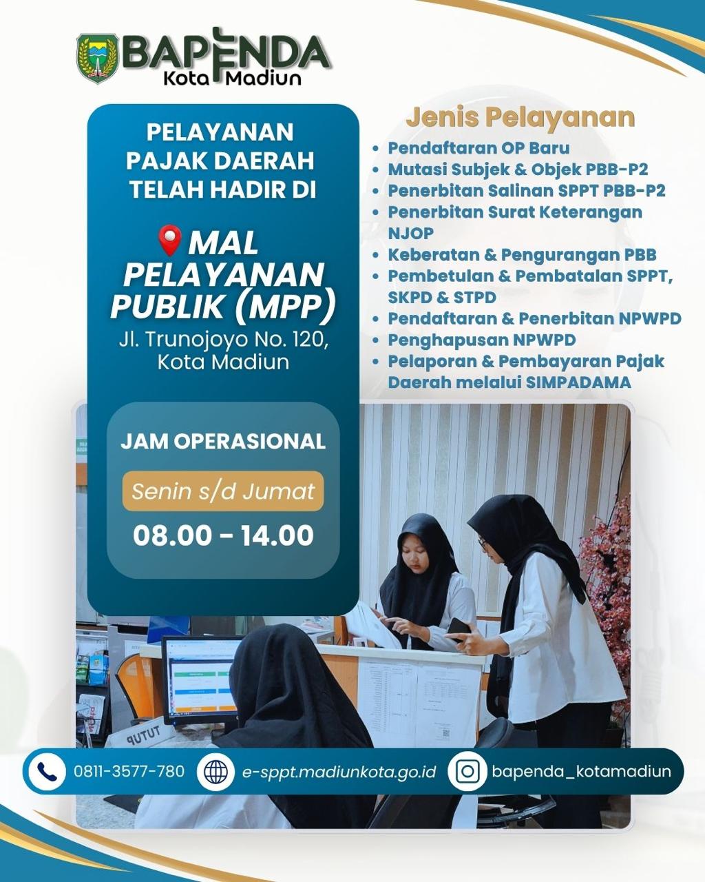 KINI RESMI DIBUKA! SIMAK JENIS DAN PERSYARATAN PELAYANAN PAJAK DAERAH OLEH BAPENDA DI MAL PELAYANAN PUBLIK (MPP)!